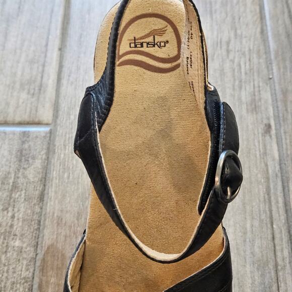 Dansko Season Sandals Women’s 40 US 9.5-10 Black Leather Comfort Platform Shoe - Picture 10 of 11
